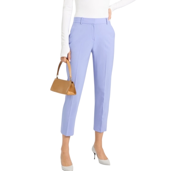 THEORY Treeca Cropped Wool-blend Slim-leg Blue Pants Women's Size 4 Office Attir - Picture 3 of 13